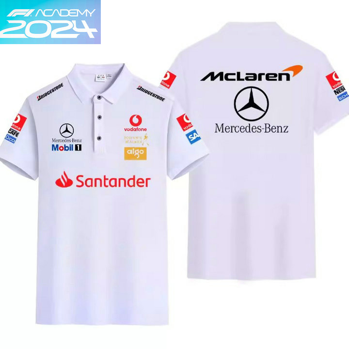 2024 Polo McLaren Mercedes-Benz Coton Homme Couleur Unie Manche Courte